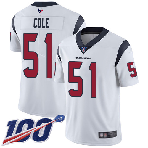 Houston Texans Limited White Men Dylan Cole Road Jersey NFL Football #51 100th Season Vapor Untouchable->houston texans->NFL Jersey